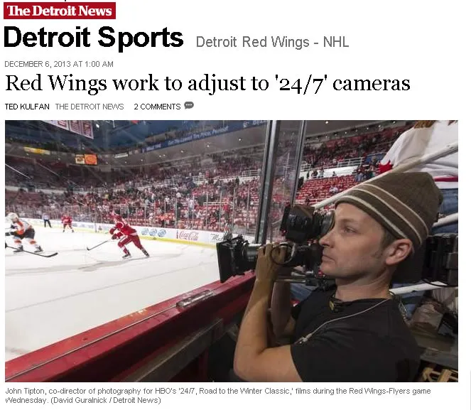 Caught on Film, while Filming – John Tipton Featured in The Detroit News